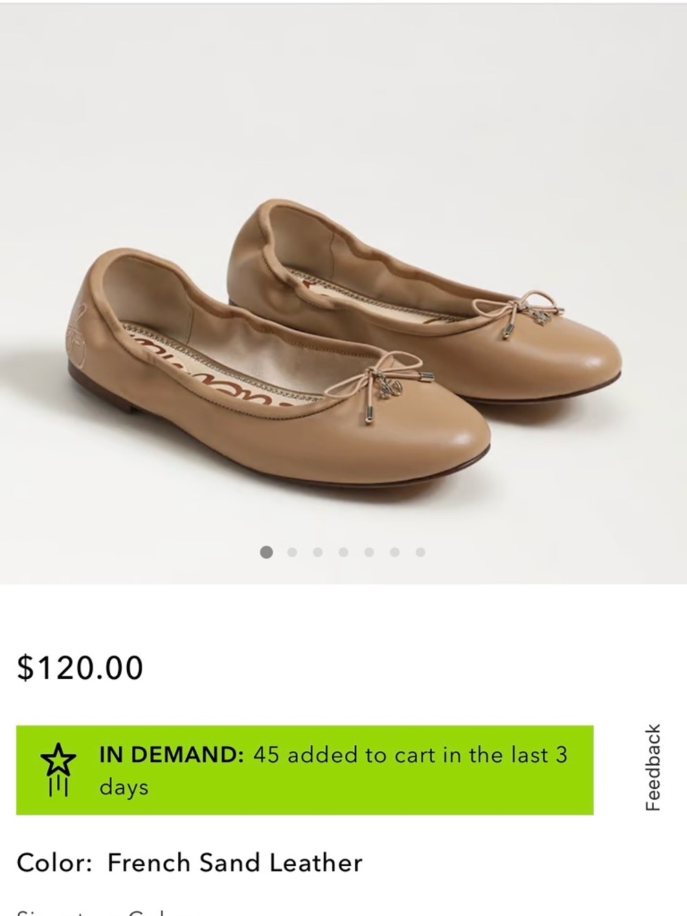 Sam Edelman Ballet Flats in French Sand